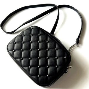 Rebecca Minkoff Cross Body Bag . Black Vegan Leather with Silver Studs